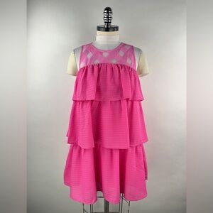 💚 3376. Tiered Ruffled Mini Pink Dress